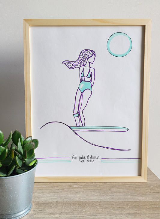 Dessin LONGBOARD BLEU CIEL/ VIOLET