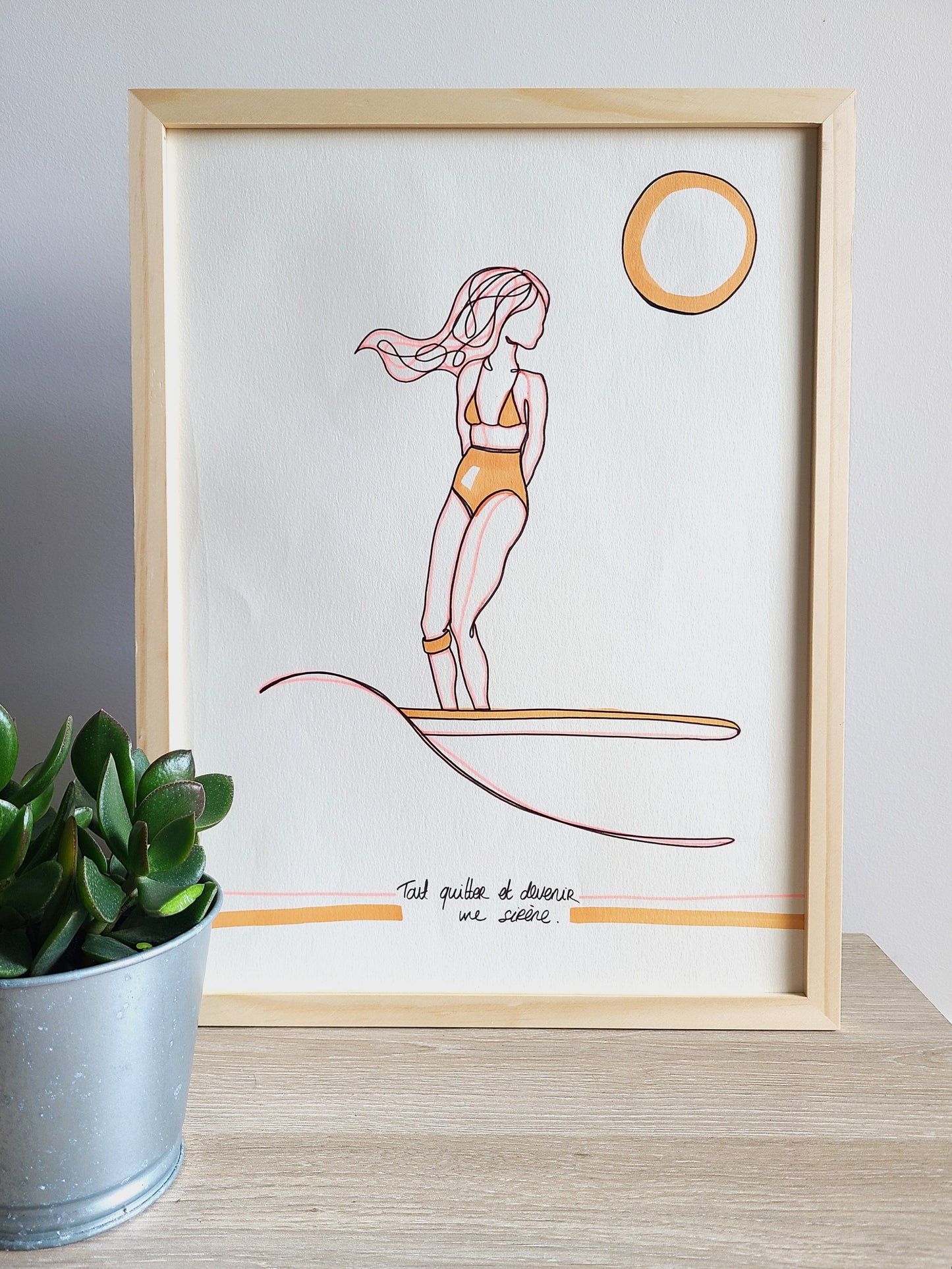 Dessin Longboard ORANGE/ROSE