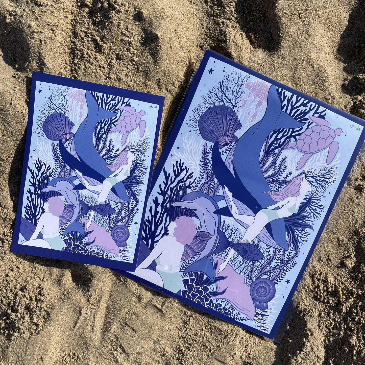 Impression Océan Bleu Violet Vert